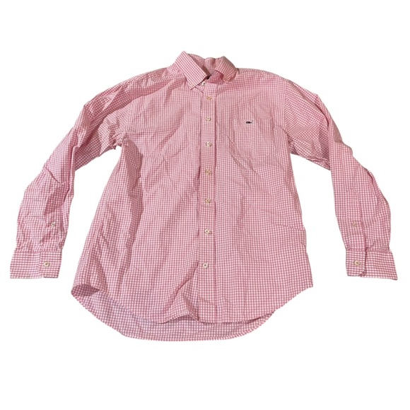Vineyard Vines Whale Logo Slim Fit Pink Check Classic Fit Tucker Shirt M Gingham - Picture 1 of 5